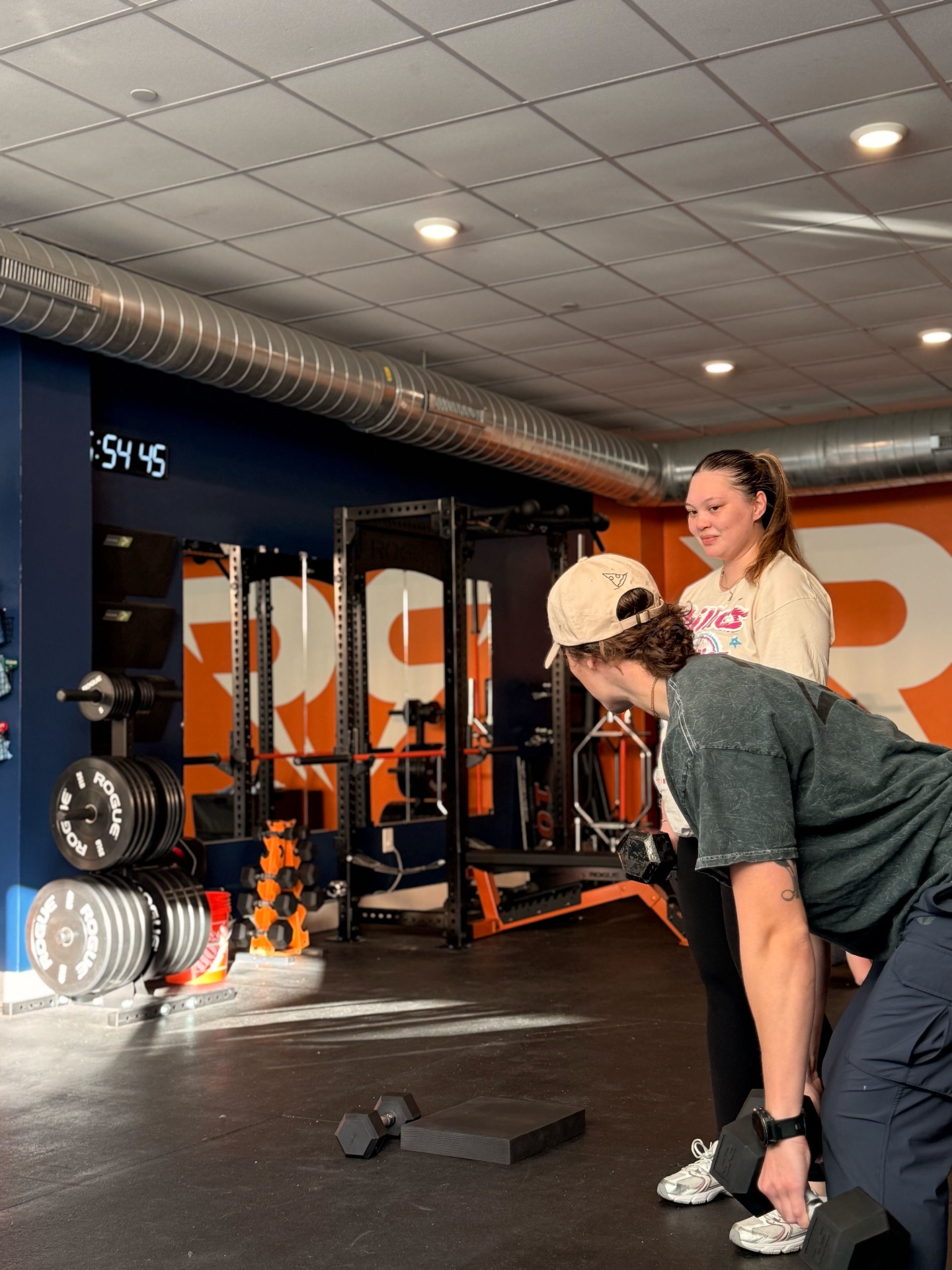 Dumbbells and strength training setup at Revere